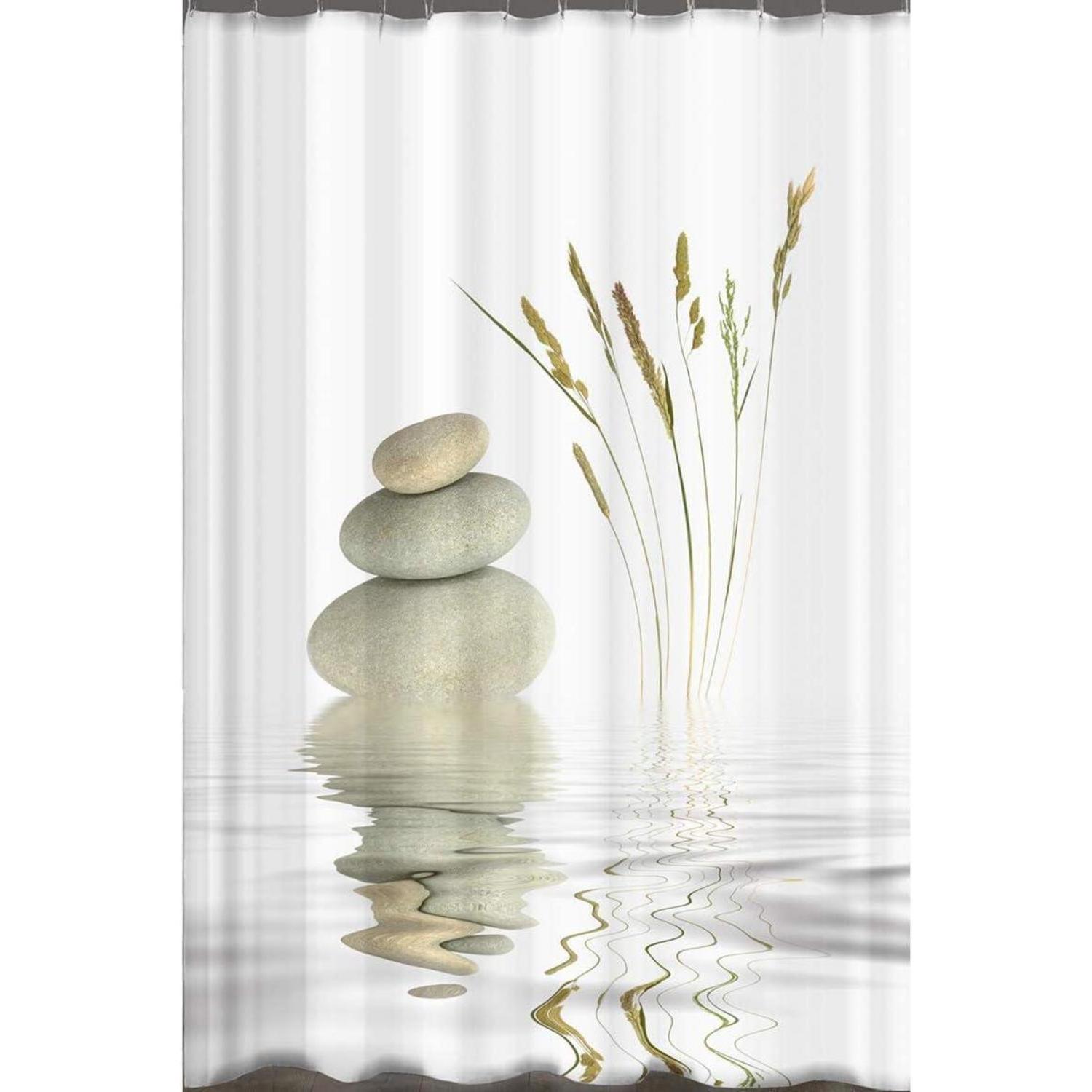 Textil Duschvorhang Wellness Stone 120x200cm Wasserabweisend Inkl. Ringe