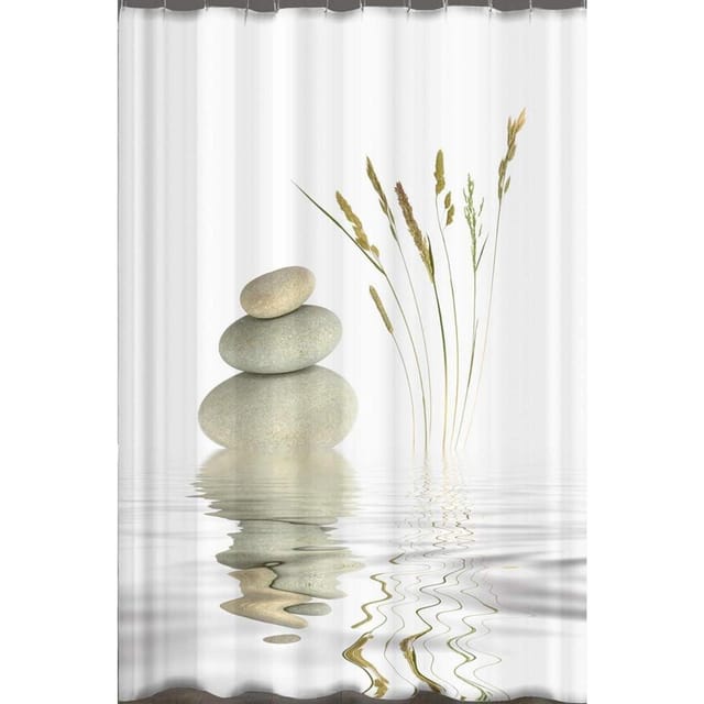 Textil Duschvorhang Wellness Stone 120x200cm Wasserabweisend Inkl. Ringe