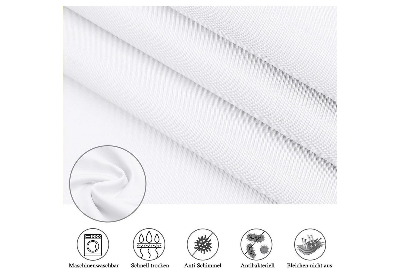 Duschvorhang 180x230 Weiß Wasserdicht Anti Schimmel Textil Stoff 12 Ringe Bild 3