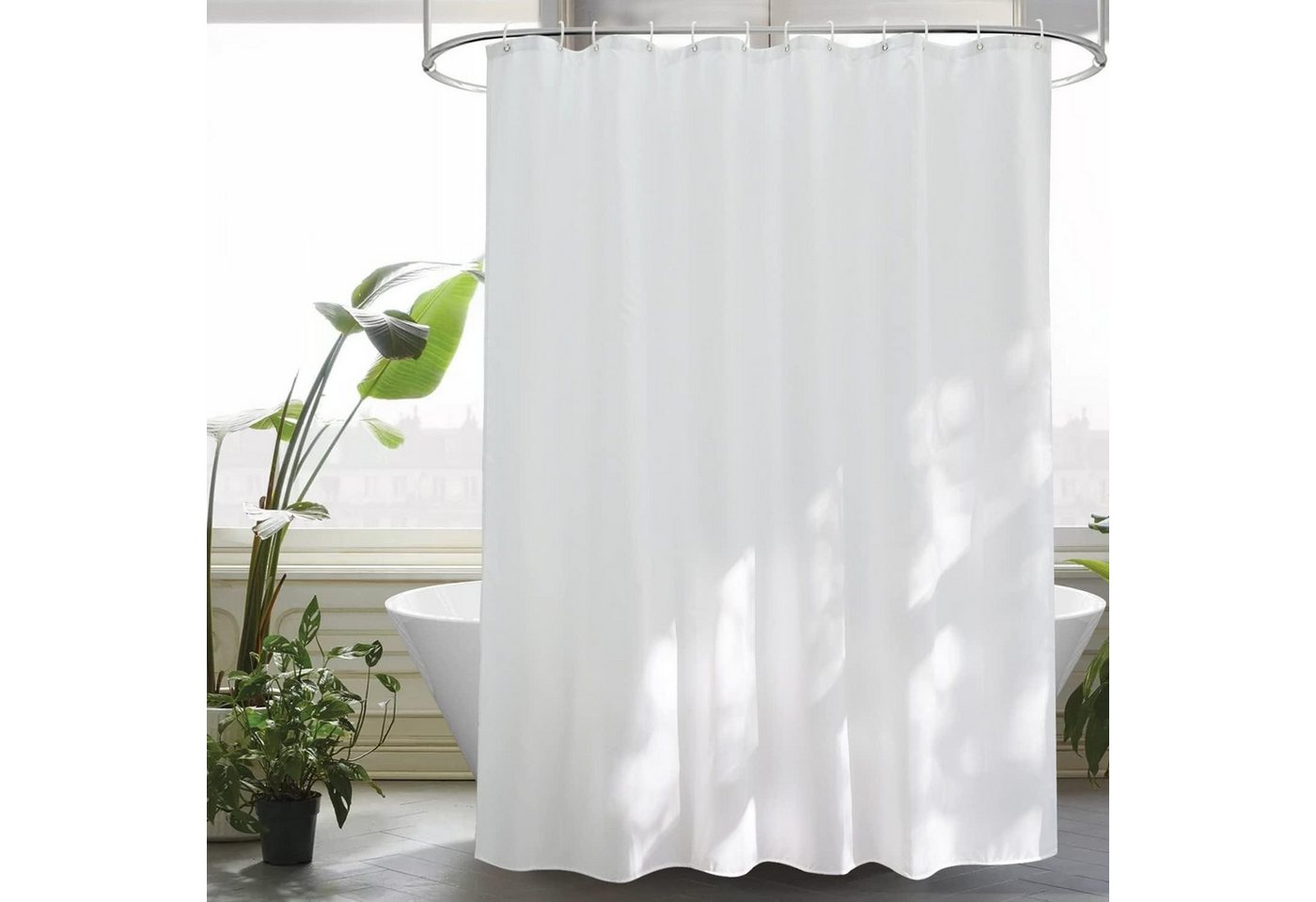 Duschvorhang 180x230 Weiß Wasserdicht Anti Schimmel Textil Stoff 12 Ringe Bild 4