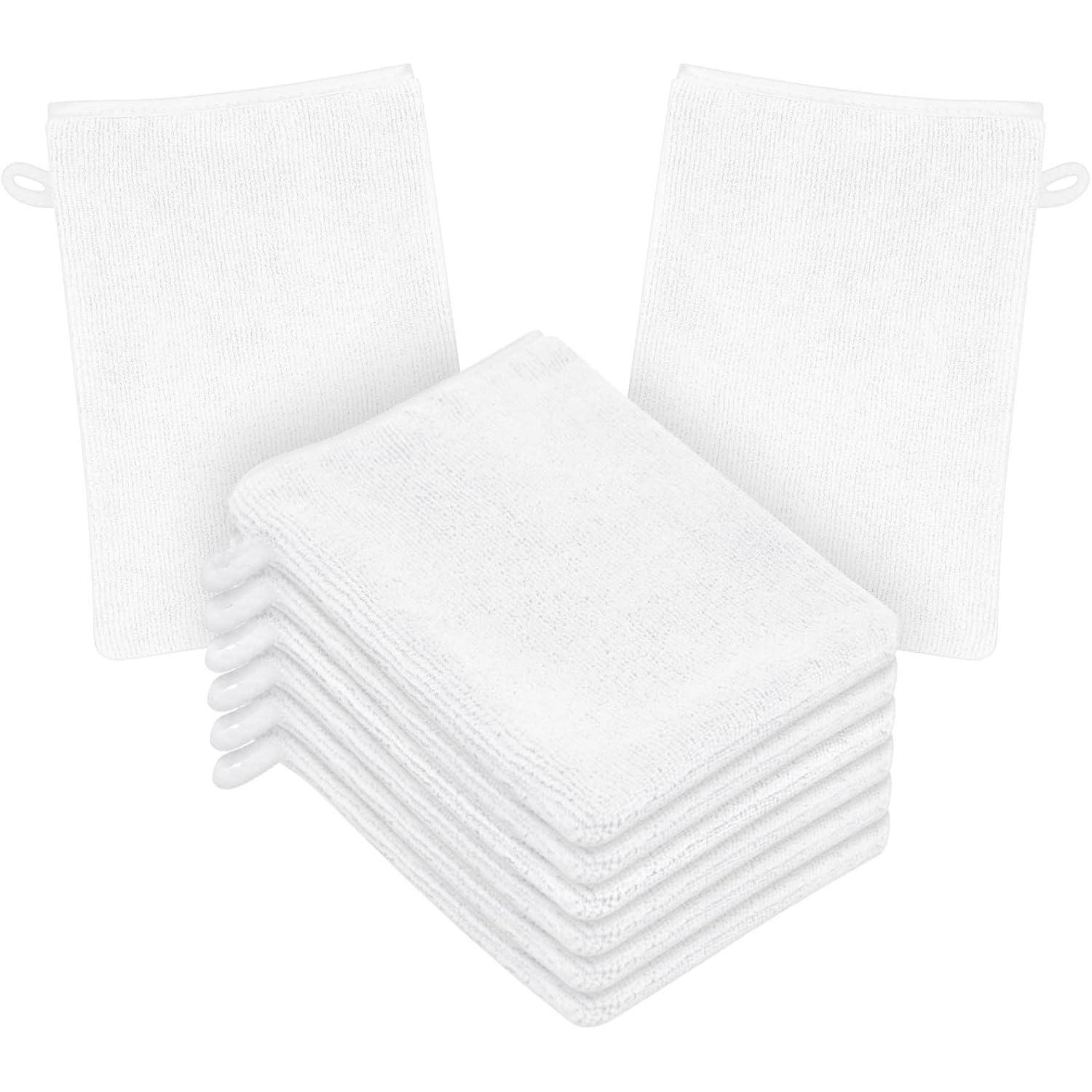 8er Set Hotut Frottee & Mikrofaser Waschhandschuhe 20x15cm