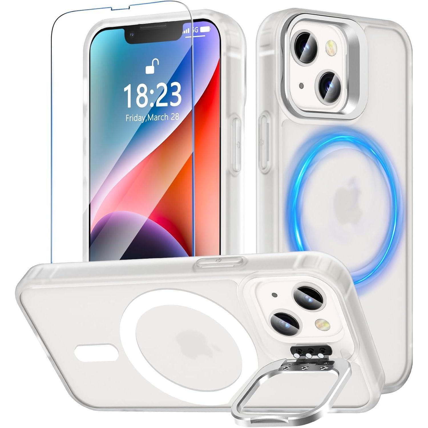Handyhülle Magnetisch Ständer Iphone 13 14 Iphone 13 14 Matt Weiß