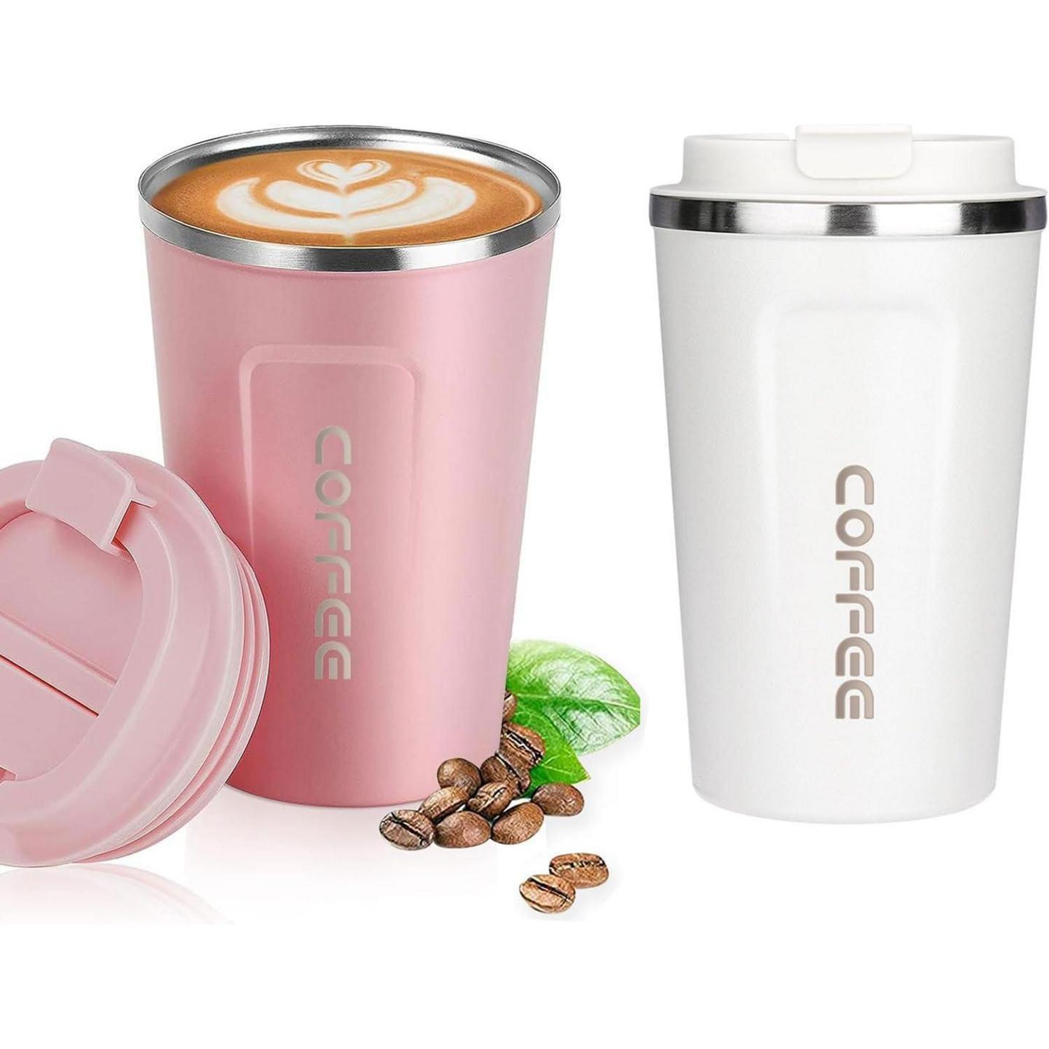 Erbo Thermobecher To Go, Kaffeebecher Edelstahl, Auslaufsicher Deckel, 380ml 2er