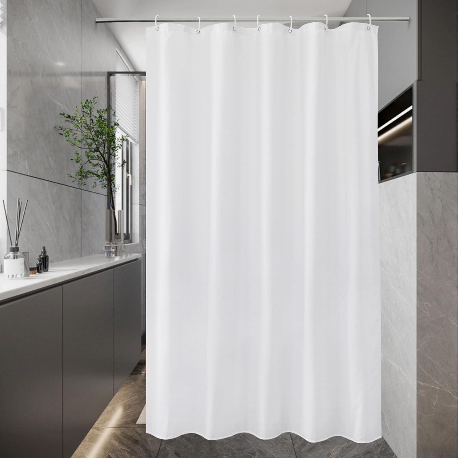 Duschvorhang Textil Weiß 100x180 Wasserdicht Schnell Trocknend 7 Ringe