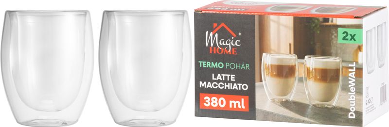 Glas Magichome Latte Macchiato Für Kaffee/tee, Thermo Mit Doppelter Wandung, 380 Ml, Packung 2 Stk