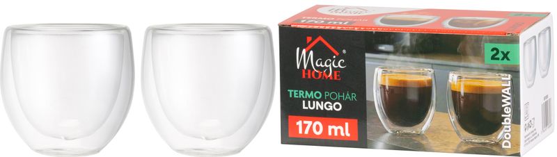 Becher Magichome Lungo Für Kaffee/tee, Thermo Mit Doppelwand, 170 Ml, Pack 2 Stk