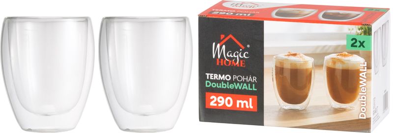 Becher Magichome Cappuccino Für Kaffee/tee, Thermo Mit Doppelwand, 290 Ml, Pack. 2 Stk