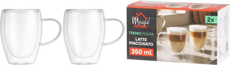 Magichome Latte Macchiato Tasse Für Kaffee/tee, Thermo Mit Doppelter Wandung, 350 Ml, Pkg. 2 Stk