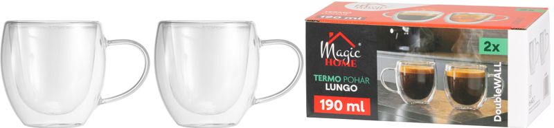 Magichome Lungo Becher Für Kaffee/tee, Thermo Mit Doppelwand, 190 Ml, 2er-pack