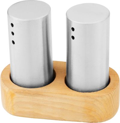 Salz- Und Pfefferstreuer Set Magichome, Holzständer, Edelstahl