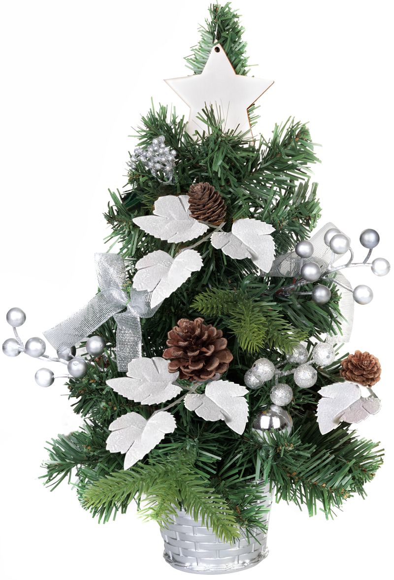 Baum Magichome Weihnachten, Verziert, Silber, Mit Blättern, 40 Cm
