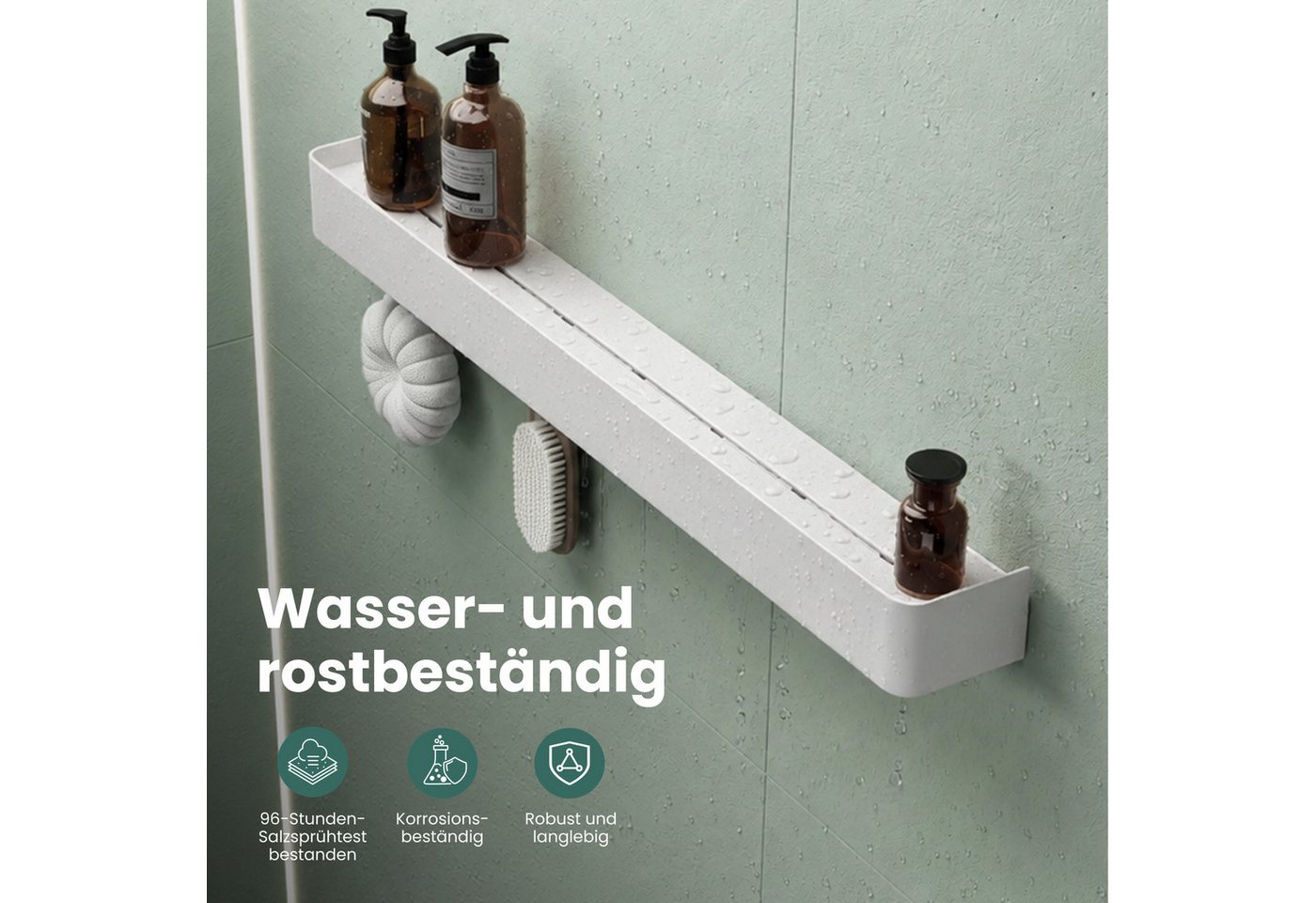 Mai & Mai Wandgarderobe Mit Ablage Und 4 Haken, Garderobenleiste 40 Cm Zur Wandmontage, Kleiderhaken Für Flur, Badezimmer Oder Küche, Multifunktionale Garderobe, Sandweiß Reglo-05 Bild 5