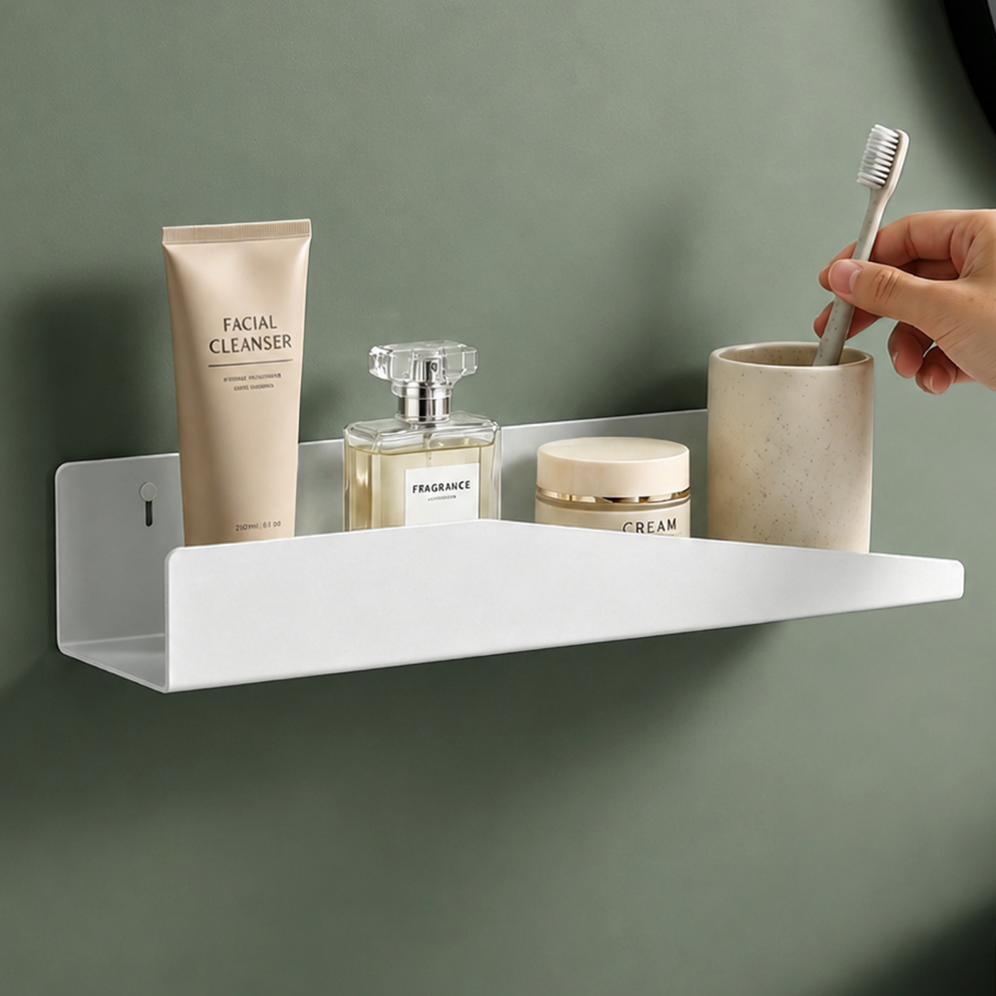Mai & Mai Duschablage Zum Bohren Oder Kleben, Duschregal Badezimmerablage 50cm, Shampoo Halterung Für Dusche, Badezimmer Organizer Weiß Reglo-15