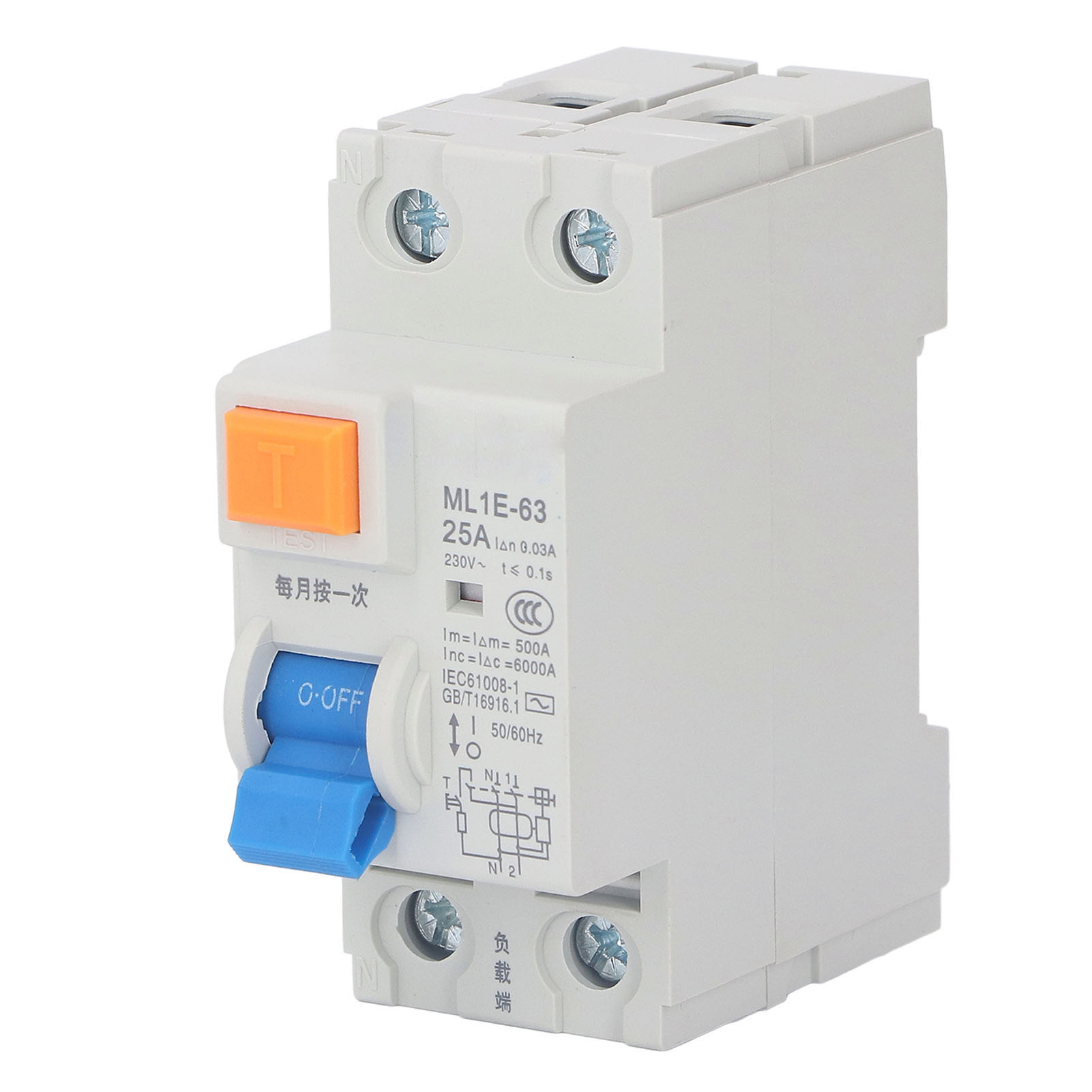 Fehlerstromschutzschalter 1p+n 25a 230v, Ableitstromschutz, Sicherheitsschalter Für Baustellen