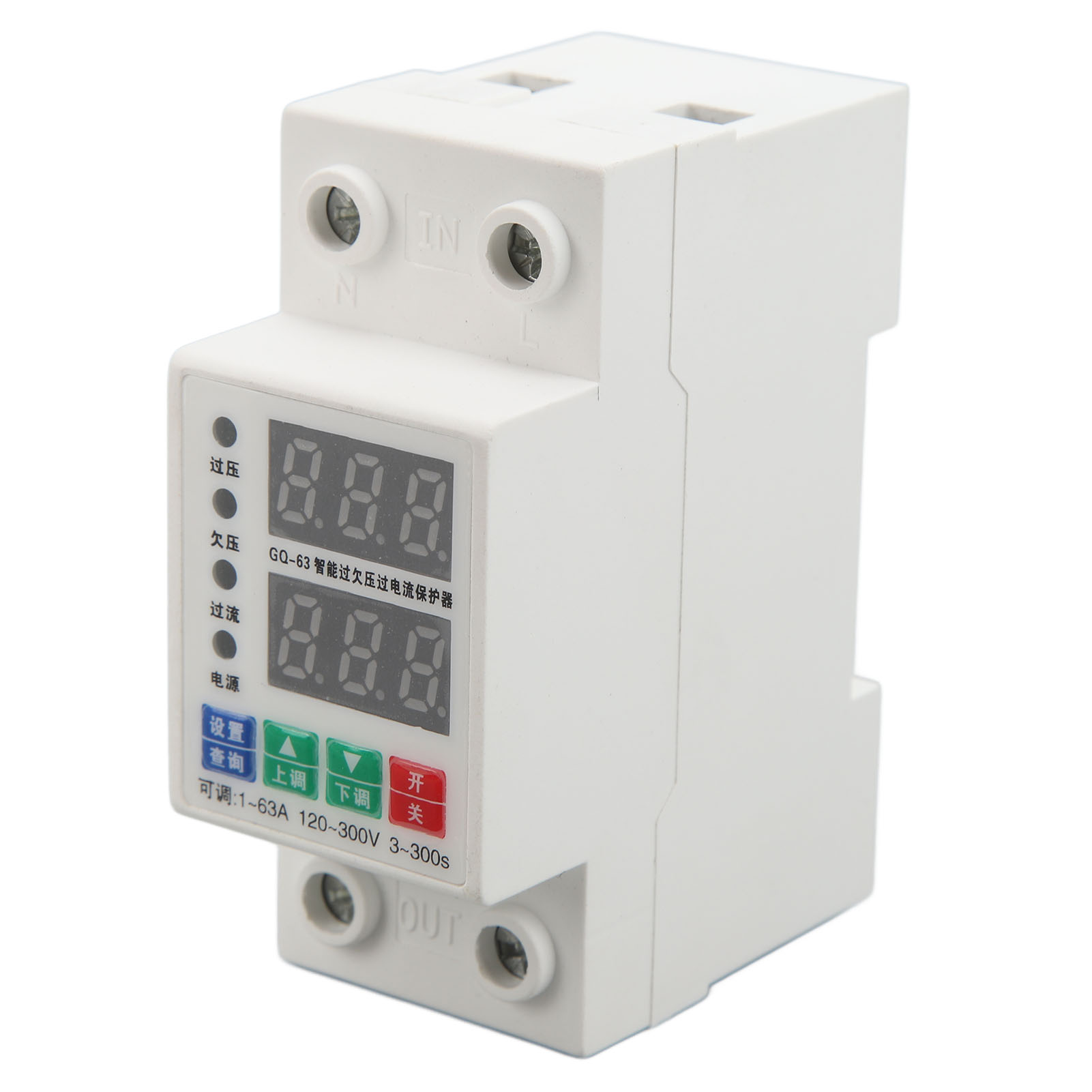 Din-schienen-zweiphasen-voltmeter-leistungsschalter, Einstellbarer Automatischer Überspannungs- Und Überstromschutz 120-300v 1a-63a.
