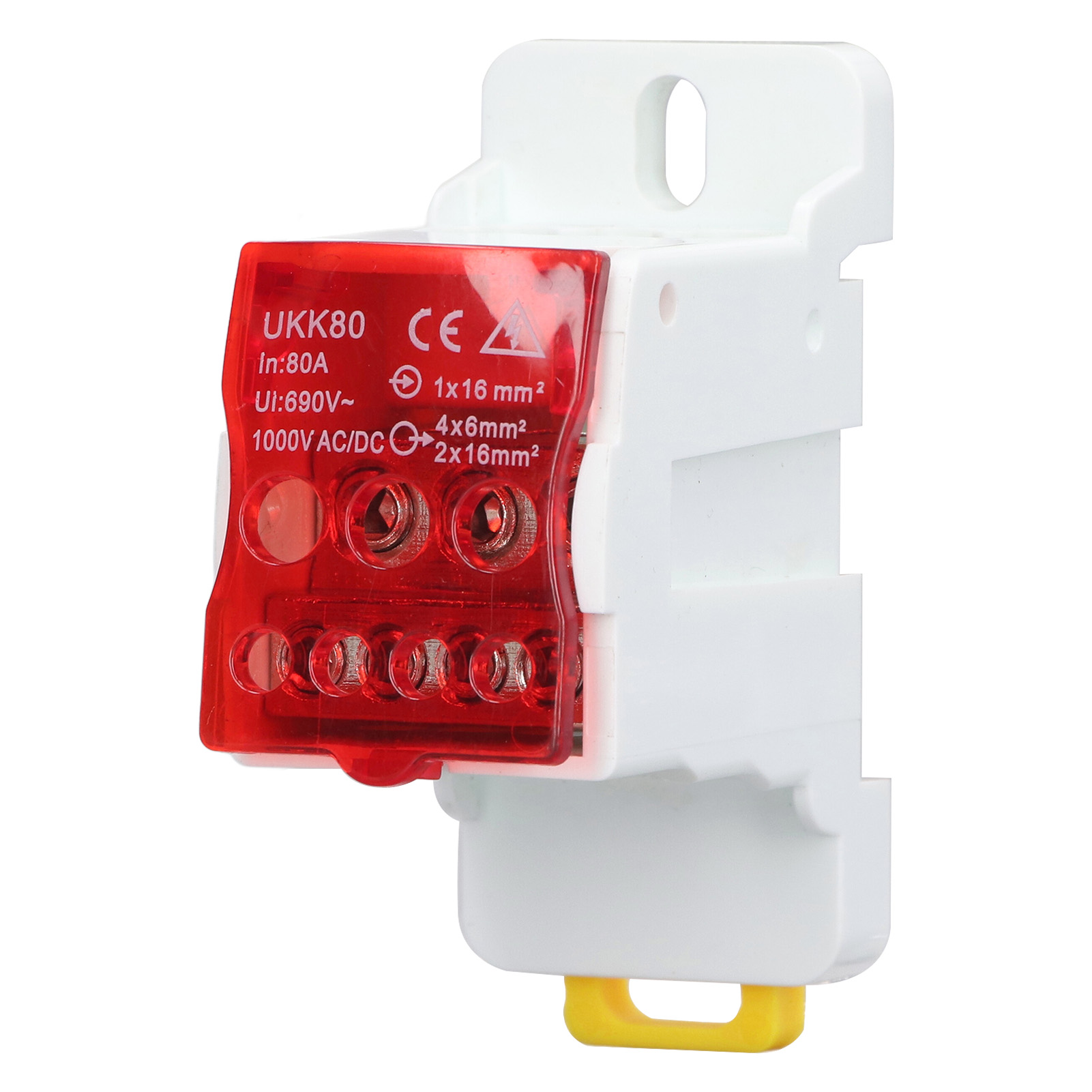 80a 690v Anschlussblock, Din-klemmenblock Aus Goldfarbenem Messing, Roter Verteilerkasten Für Haushaltsgeräte.