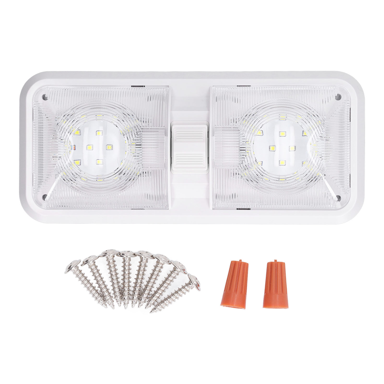 2-flammige Led-innenraumleuchte Für Wohnmobile, 600 Lumen, 3-positionen-schalter, 12 V Dc, Für Boote/yachten, Weißes Licht (4000–4500 K)