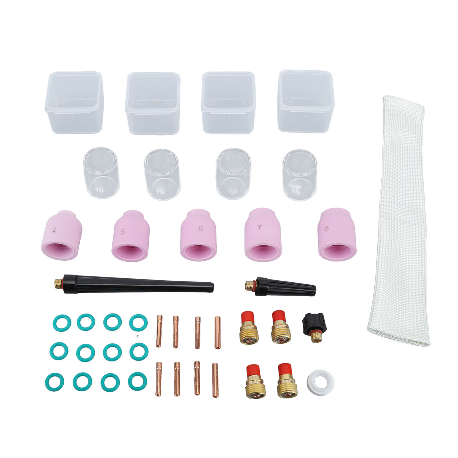 Packung Mit 38 Tig-o-ringen Und Linsengläsern Für Wp9 20 25t Plasma-brenner, Becherrückseiten-verschleißteile.