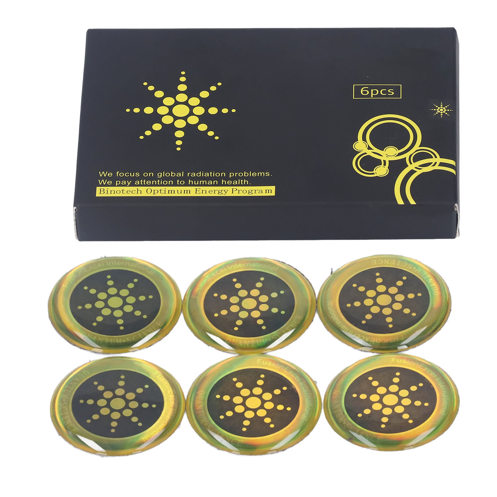 Packung Mit 6 Goldenen Anti-strahlungs-aufklebern, Abschirmpflaster Gegen Strahlung Für Elektronische Geräte.