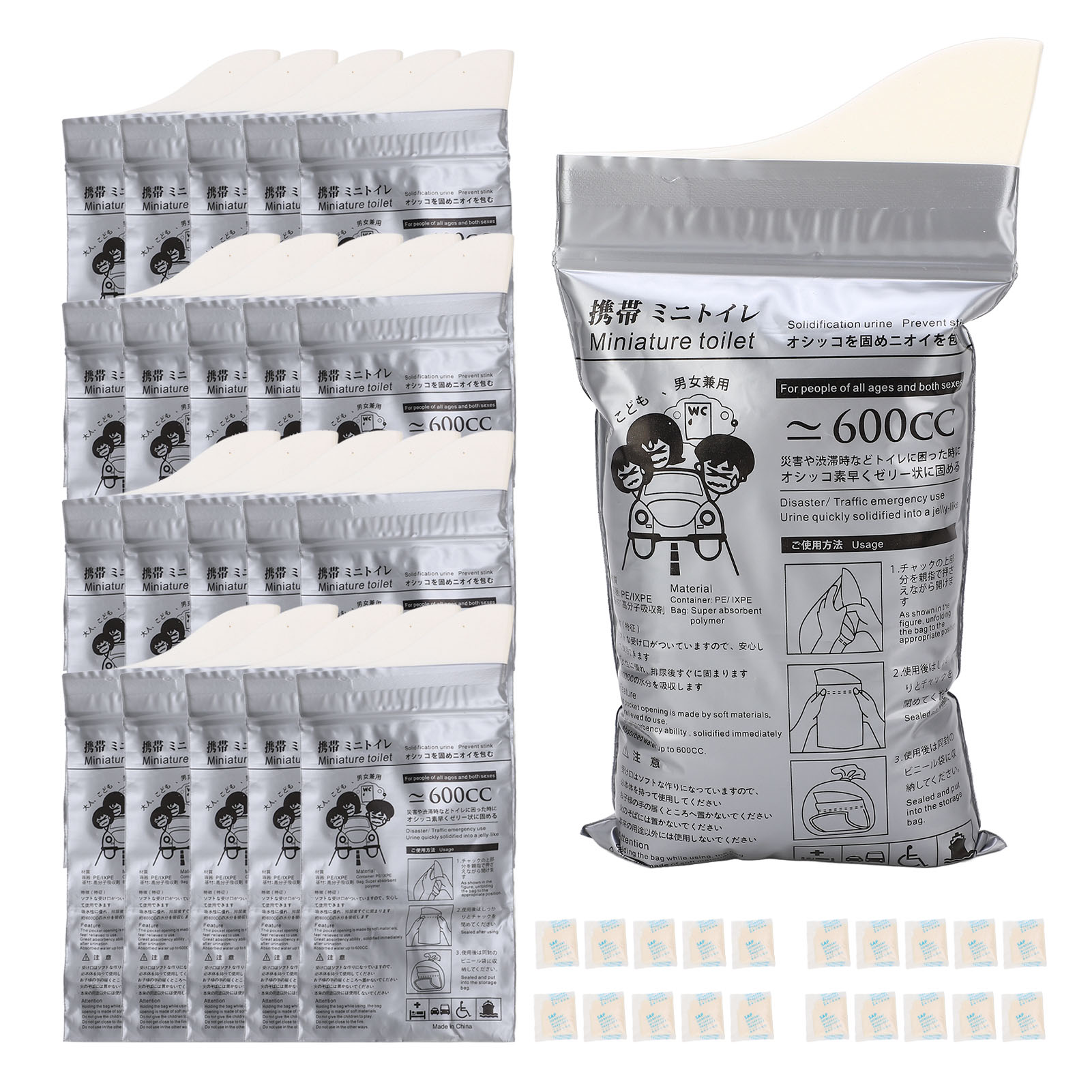 20 Einweg-urinbeutel 600 Ml, Unisex, Hohe Saugfähigkeit, Verstärkt, Auslaufsicher, Tragbar, Für Reisen