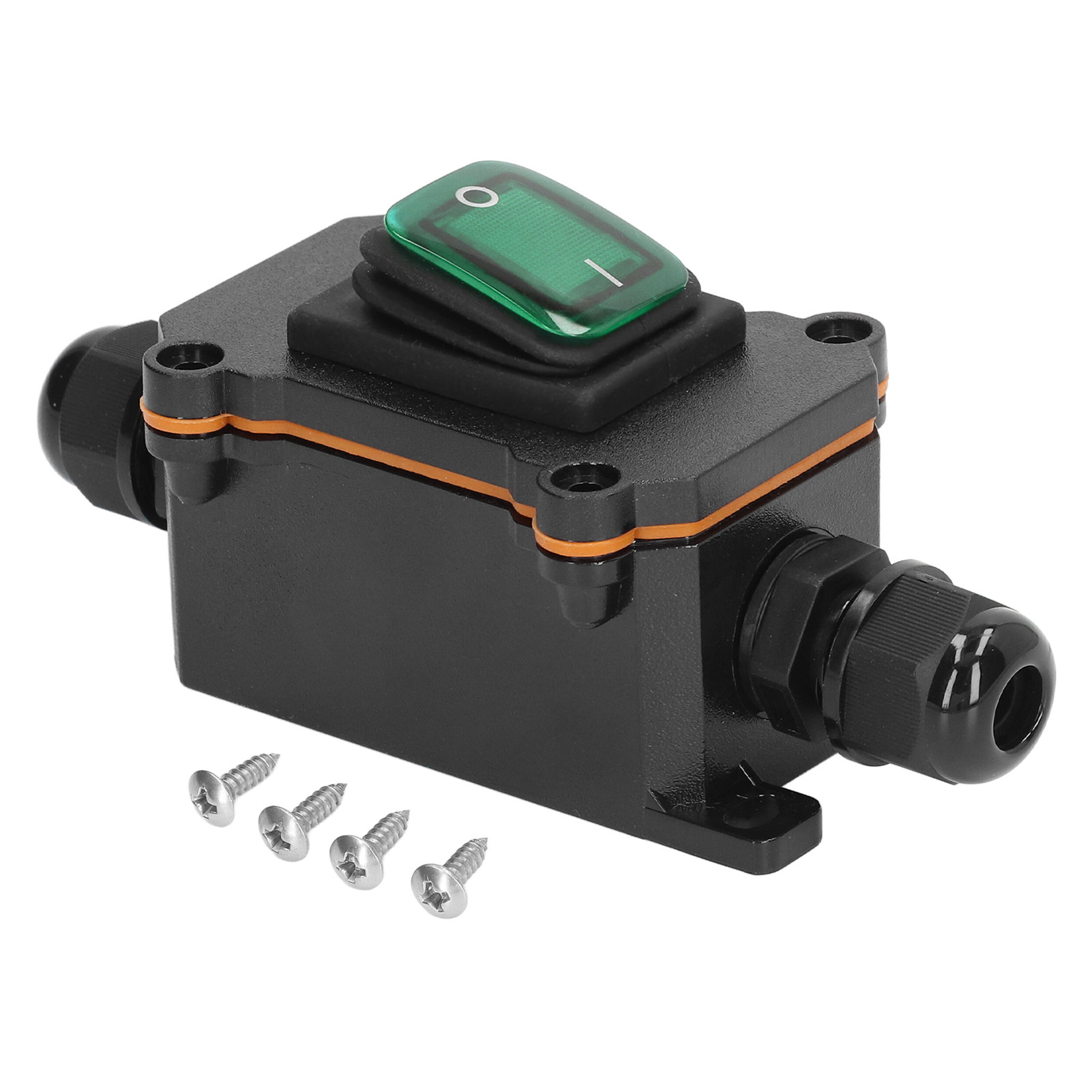 Ip65 Wasserdichter Grüner Wippschalter, 2 Positionen, 4 Pins, Ein/aus Für Den Außenbereich, Inline-steuertaste.