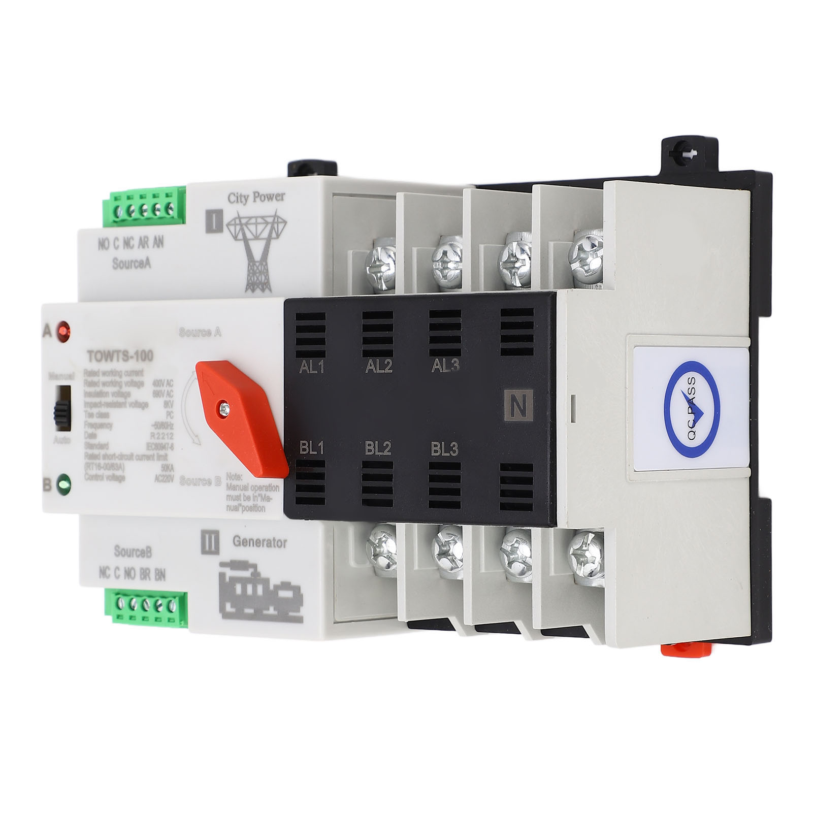 Tongou 40a 400v Ac Automatischer Umschalter Mit Dualer Stromversorgung, 4-poliges Pc-gehäuse, Elektrischer Wahlschalter Für Metallurgische Anwendungen