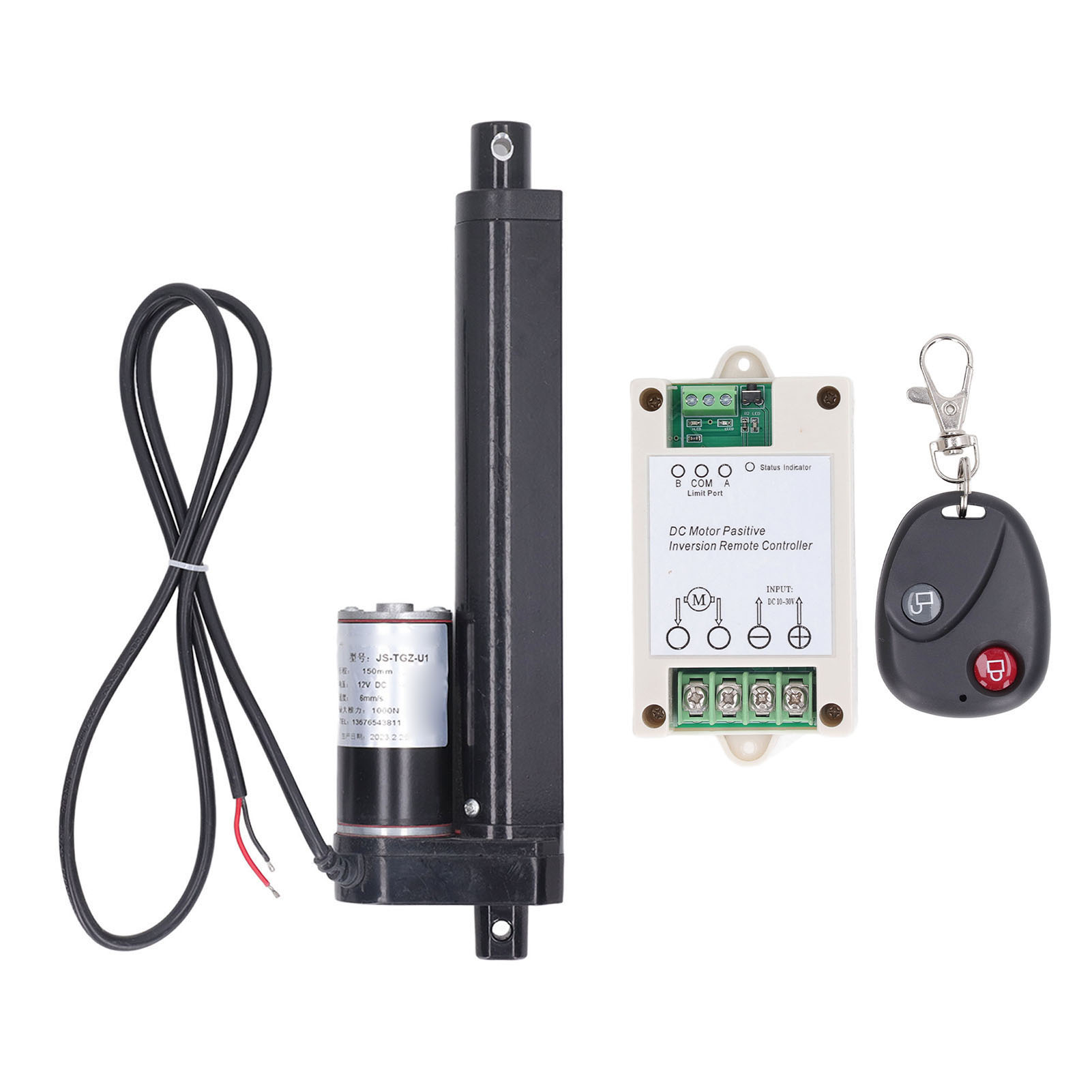 Linearer Elektrischer Stellantrieb 1000 N, 150 Mm Hub, Ip65 Wasserdicht, Geräuscharm, Aus Aluminiumlegierung, Mit Endschalter, Steuerung Und Fernbedienung.