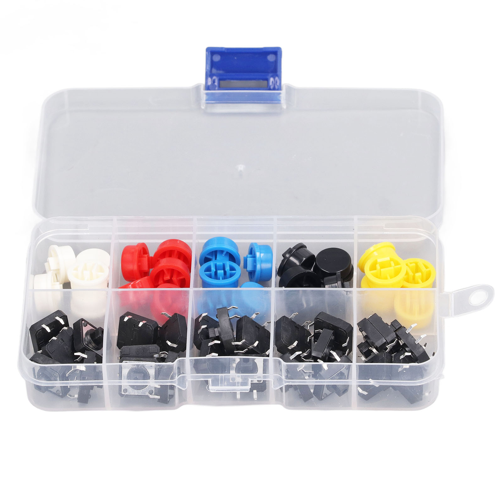Packung Mit 25 Runden Smd-tastern (12 X 12 X 7,3 Mm, 4-polig) Mit Kappe Für Leiterplatten