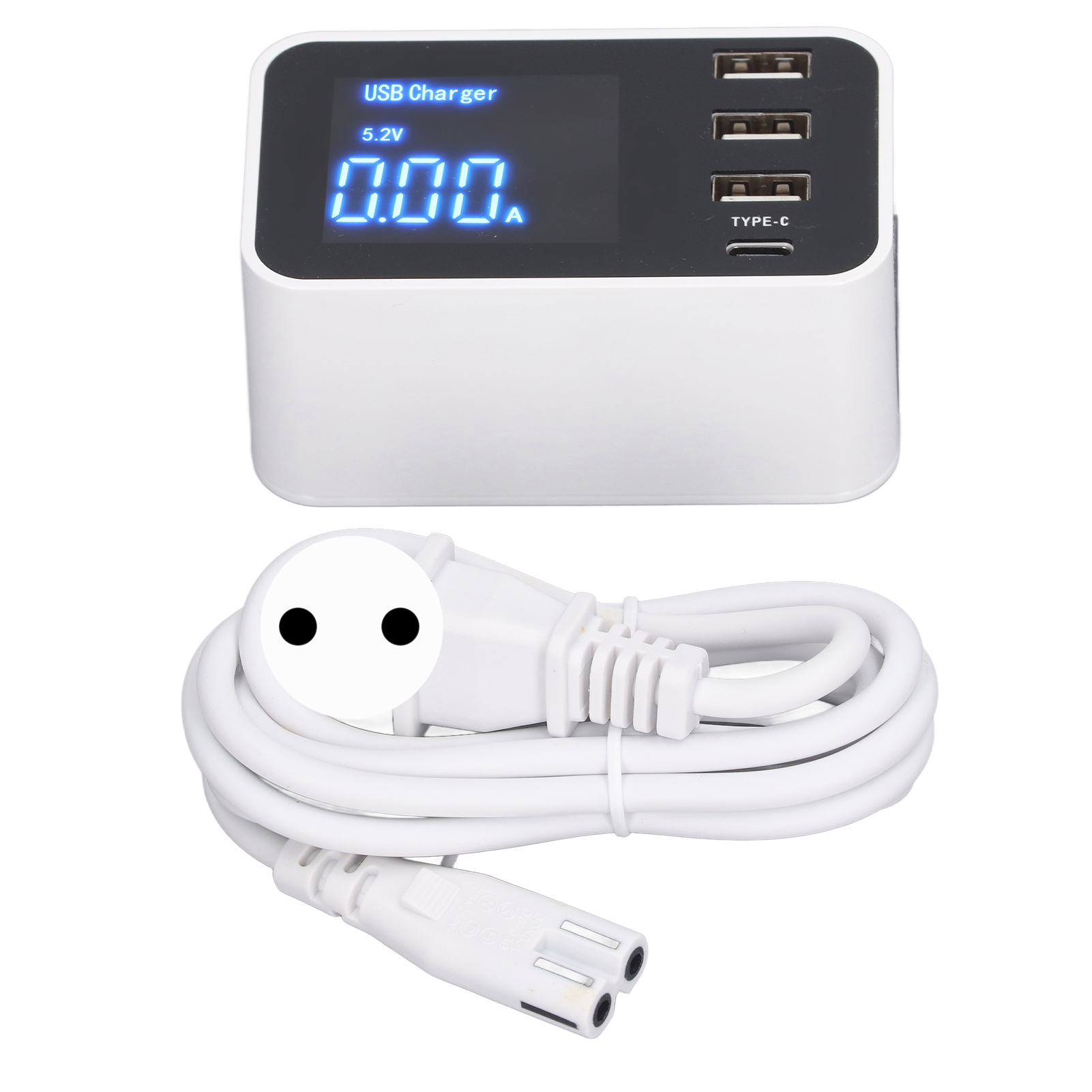 Eu-3-port-usb-c-wandladegerät, 100–240 V, 2,4 A Mit Digitaler Led-anzeige Für Smartphones Und Tablets