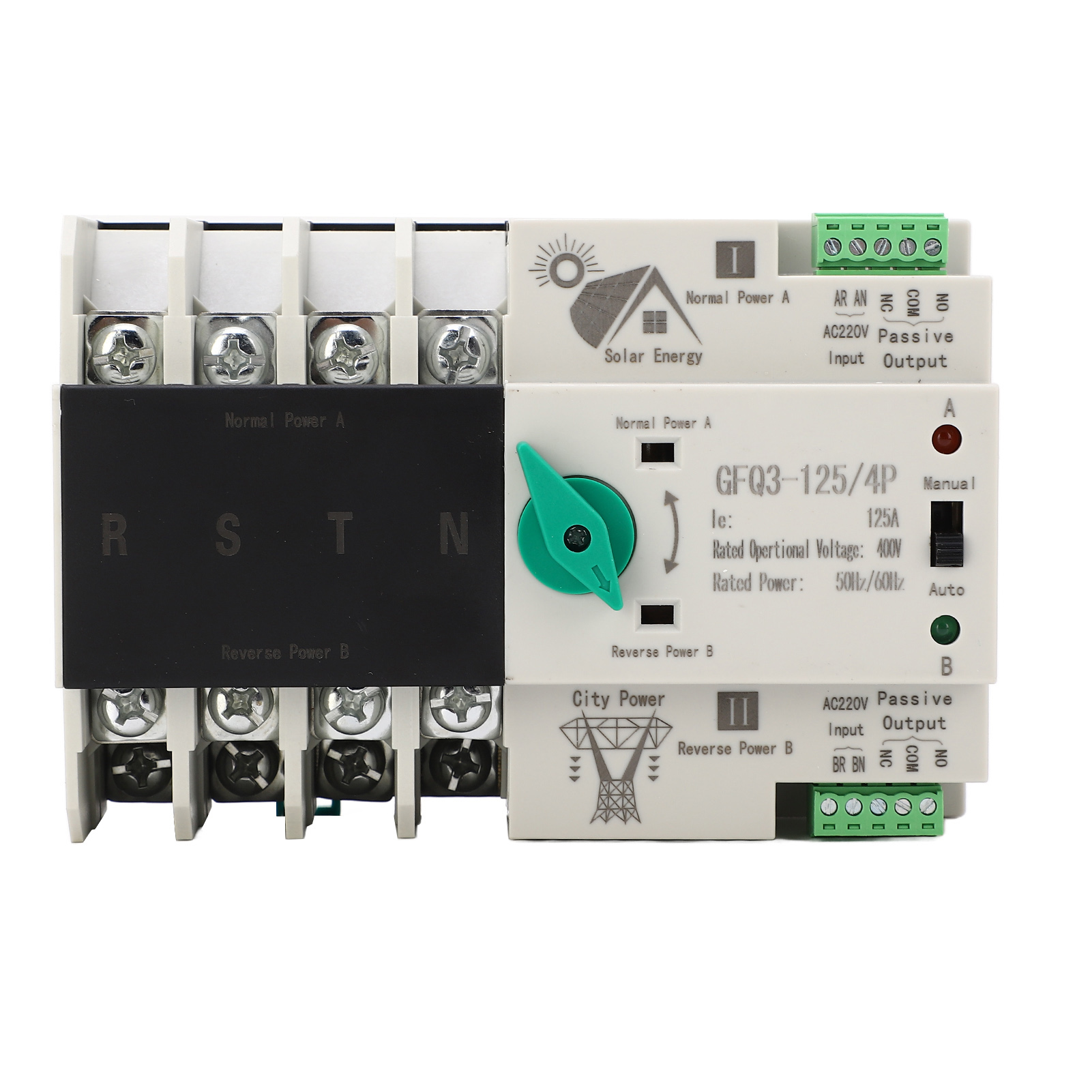 125a 4p Ac400v 50/60hz Zweiphasiger Elektronischer Leistungsschalter, Automatischer Doppelstromumschalter Für Fabriken Und Gewerbezentren