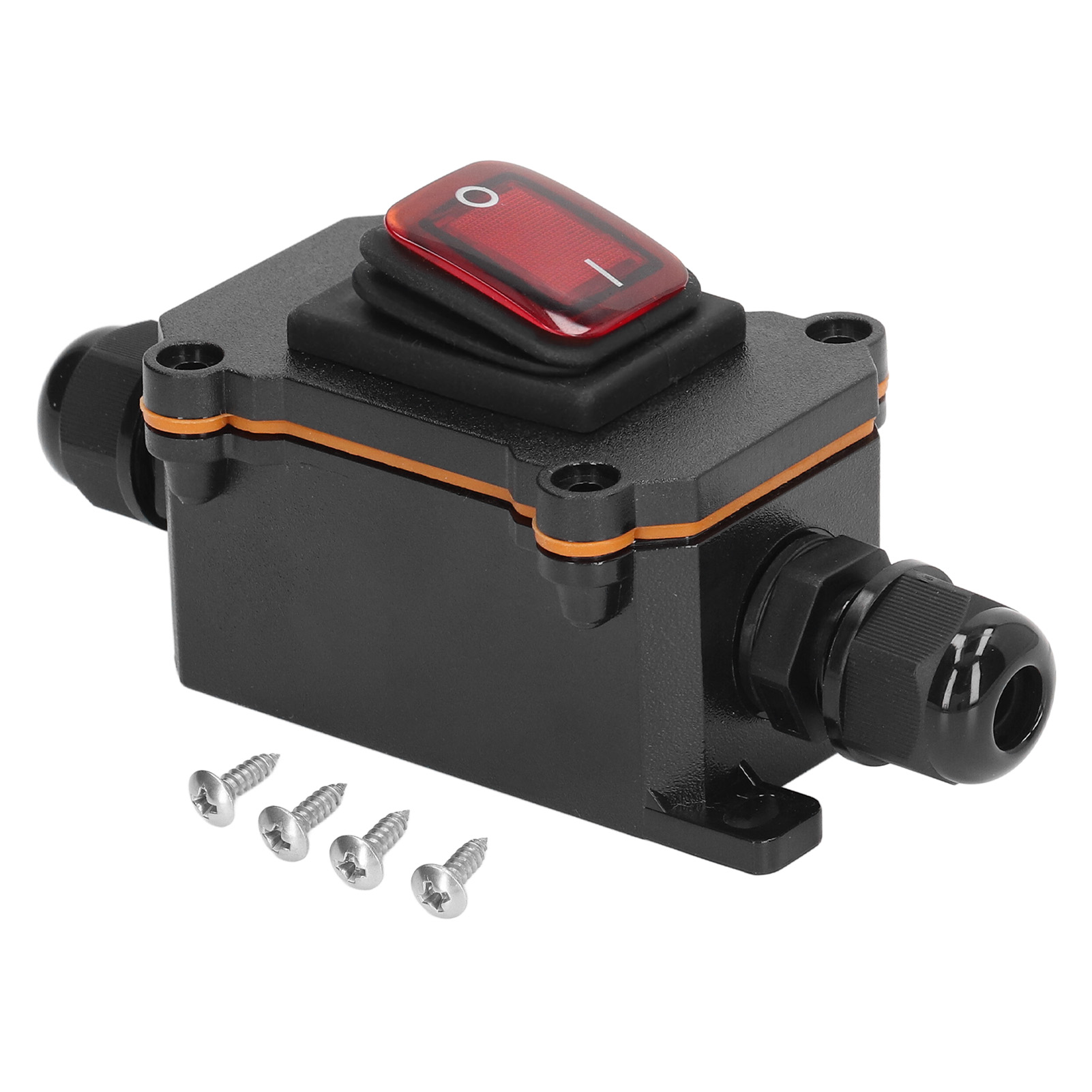 Ip65 Wasserdichter Außenschalter, Roter 2-positionen-kippschalter, Ein/aus, 4 Pins, Inline.