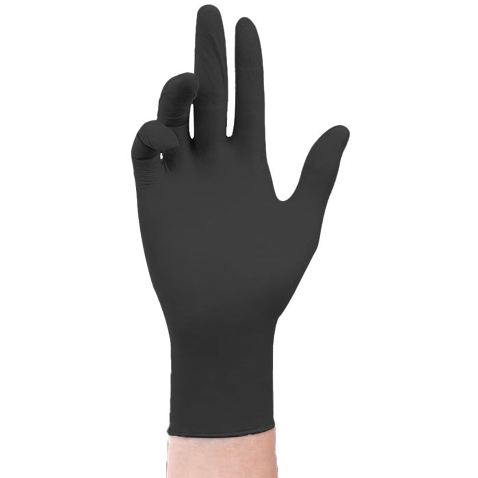 Packung Mit 100 Schwarzen Nitrilhandschuhen, Größe M, Hohe Widerstandsfähigkeit Und Elastizität, Handschutz Für Untersuchungs- Und Inspektionsarbeiten.