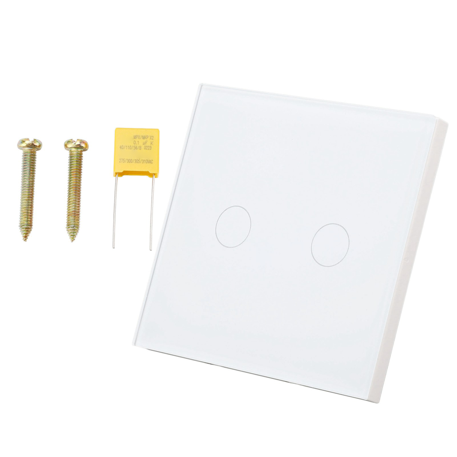 2-tasten-touch-wandschalter Aus Weißem Gehärtetem Glas, Integrierte Kontrollleuchte, Touchscreen 110–240 V Ac