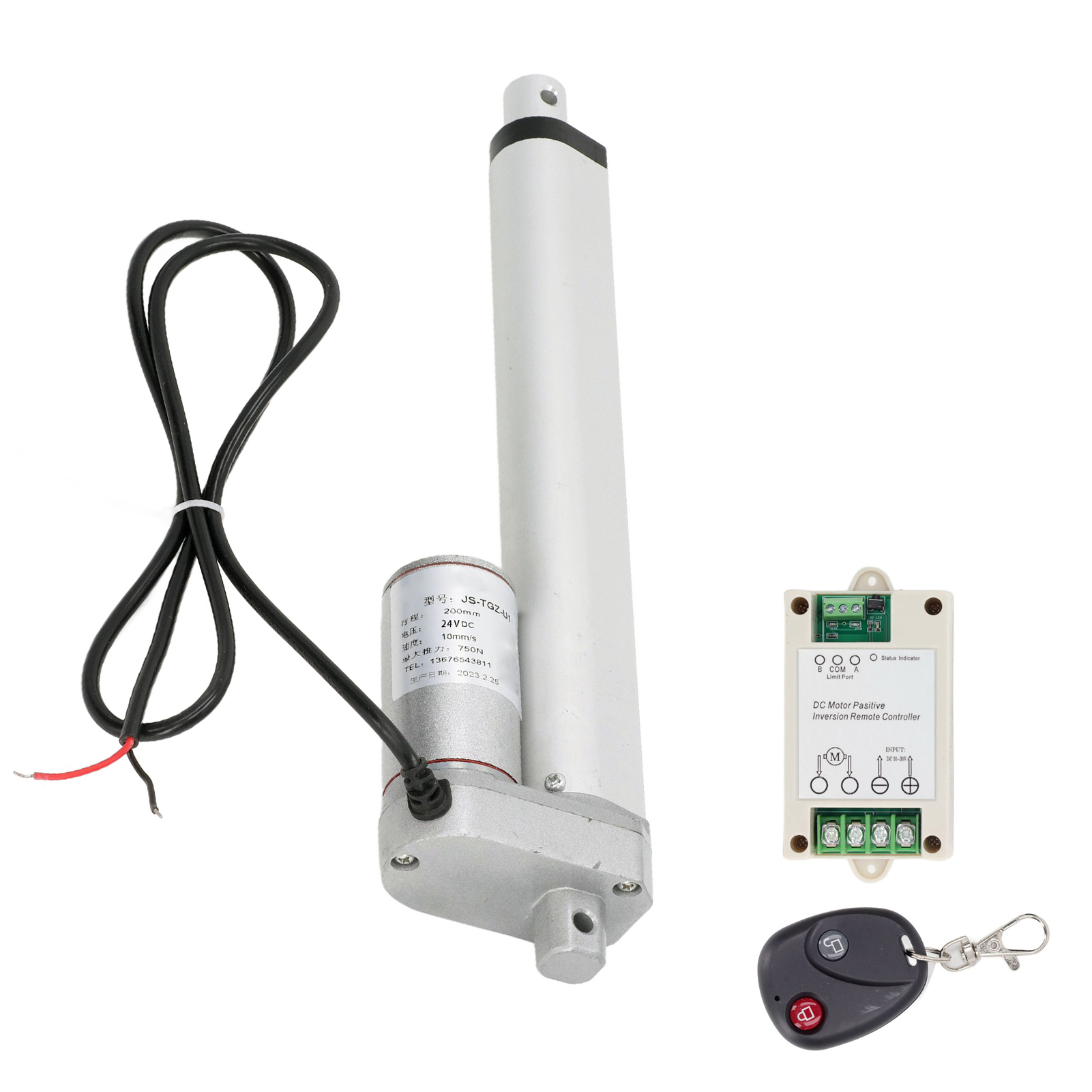 Weißer Elektrischer Stellantrieb, 200 Mm Hub, 750 N, Schutzart Ip65, Für 24-v-elektrosofas Mit Fernbedienung