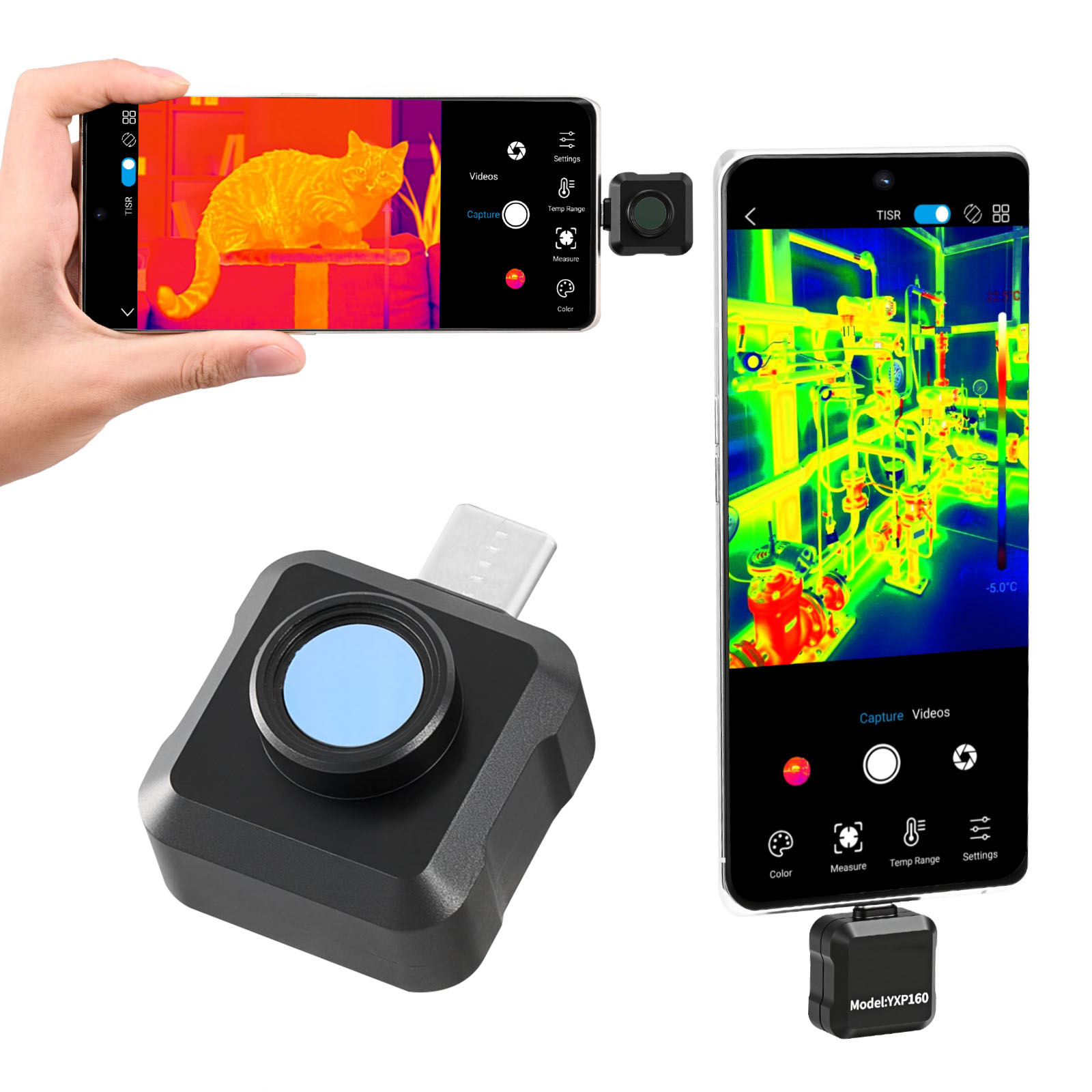 Mophorn Wärmebildkamera Für Android, 320x240 Ir-auflösung, Thermokamera Für Smartphone Und Tablet Mit Usb-c-anschluss, 25hz Infrarotkamera Mit 15 Farbpaletten Für -20°c Bis 550°c Inspektionen
