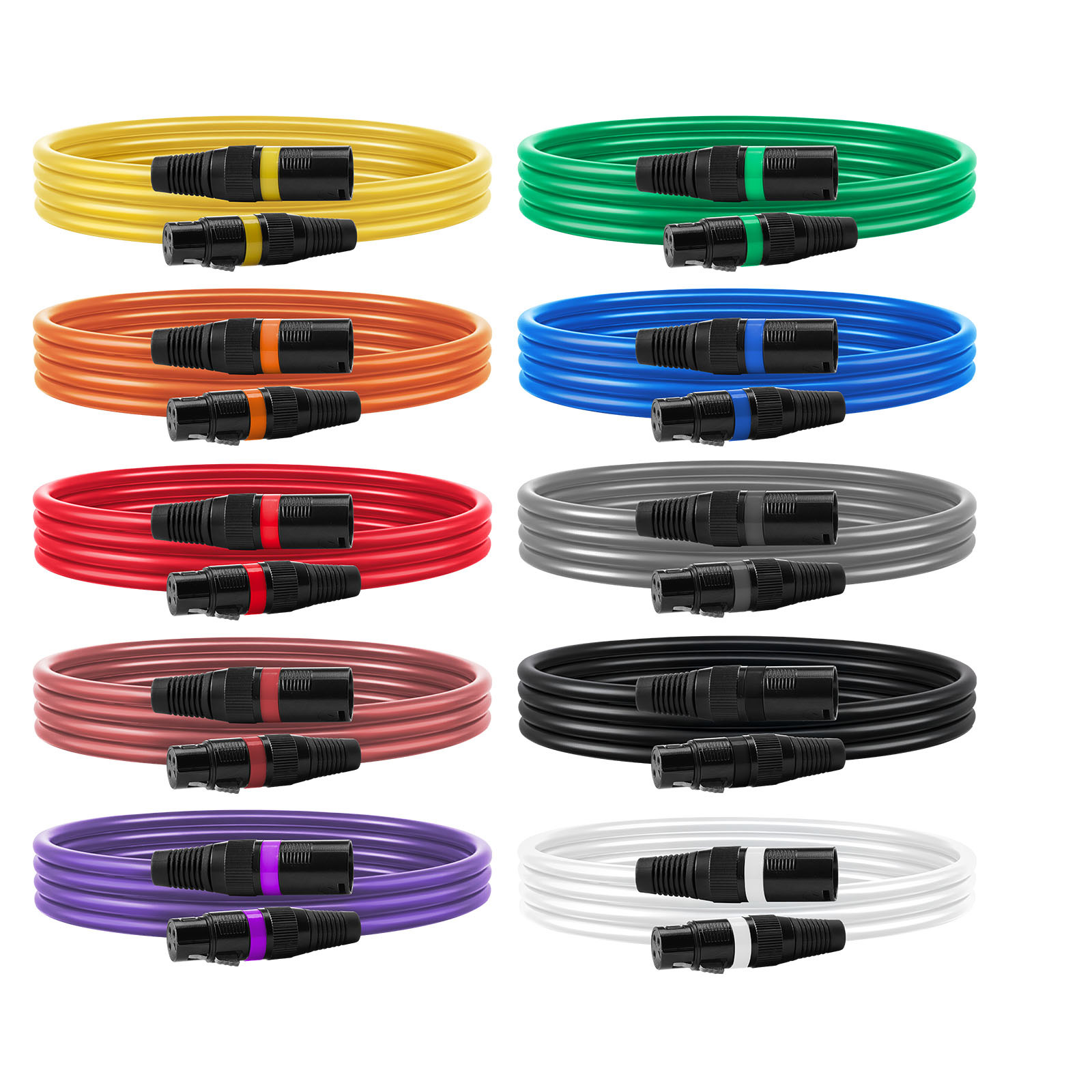Mophorn Xlr-kabel 2 M, 10er-set, Symmetrische Dmx-mikrofonkabel (stecker Auf Buchse), Vergoldetes 3-poliges Xlr-kabel Für Bühnenbeleuchtung, Mikrofone, Verstärker Und Mischpulte