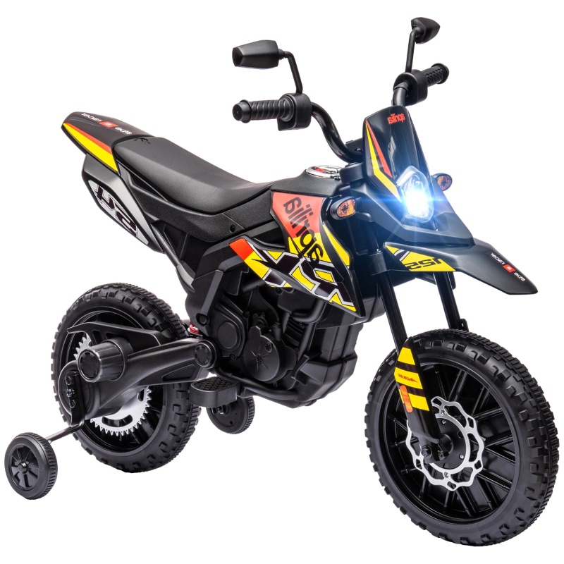 Elektromotorrad Für Kinder, 12v Sport-scooter Mit Trainingsrädern, Batterie-motorrad Aus Metall Für Jungen Und Mädchen, Gelb