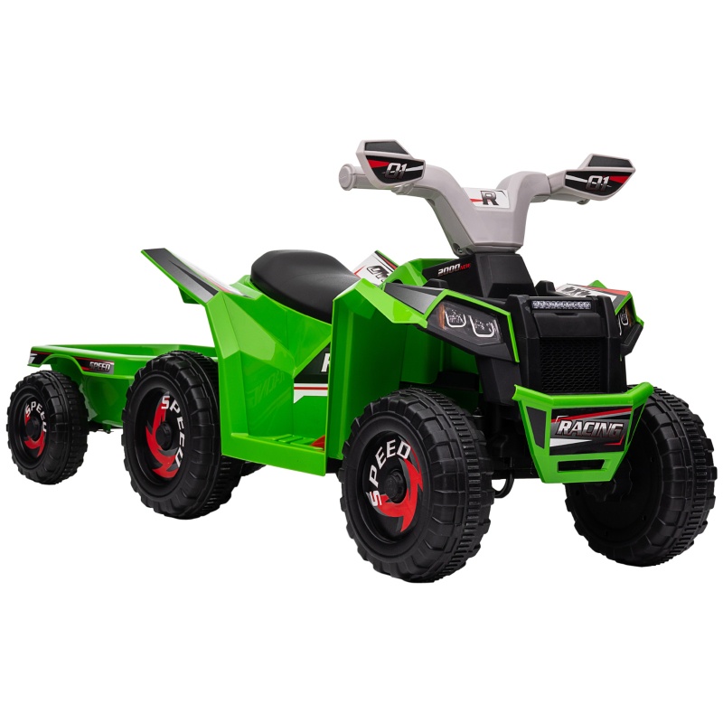 Kinder-elektro-quad, 6-v-mini-quad Mit Anhänger Für Kleinkinder Von 18–36 Monaten, Outdoor-freizeitfahrzeug Aus Kunststoff, Grün
