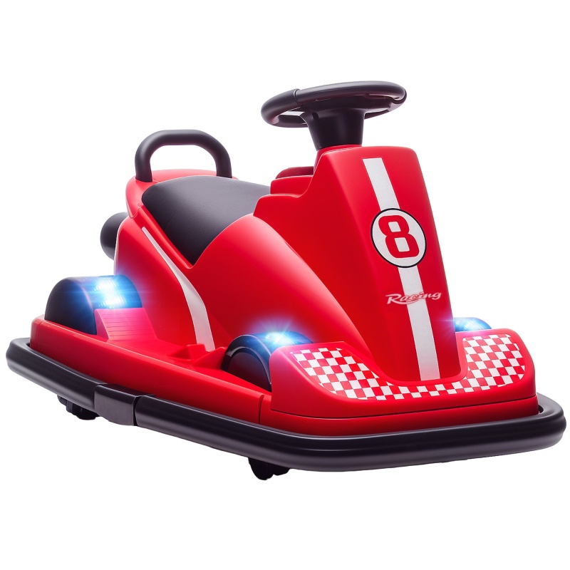 Elektrisches Bumper-car Für Kinder, Drehbares 360° Rennauto Mit Lenkrad Und Musik, Robustes Metall Und Kunststoff 74x53x48 Cm, Rot
