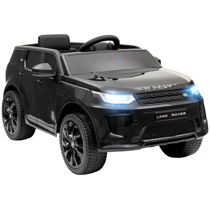 Kinder-elektroauto, Offiziell Lizenziertes 12-v-land-rover-fahrzeug Mit Elternfernbedienung Und Led-lichtern, Robuster Pp-kunststoff, Schwarz