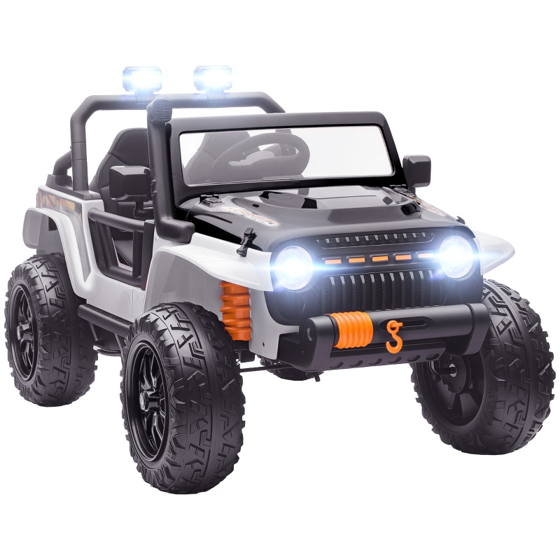 Elektroauto Für Kinder, 12v Fahrzeug Mit Sitz Für Eltern Und Kind Sowie Fernbedienung, Outdoor-freizeitauto Aus Metall 123,5x70,3x71,3 Cm, Weiß