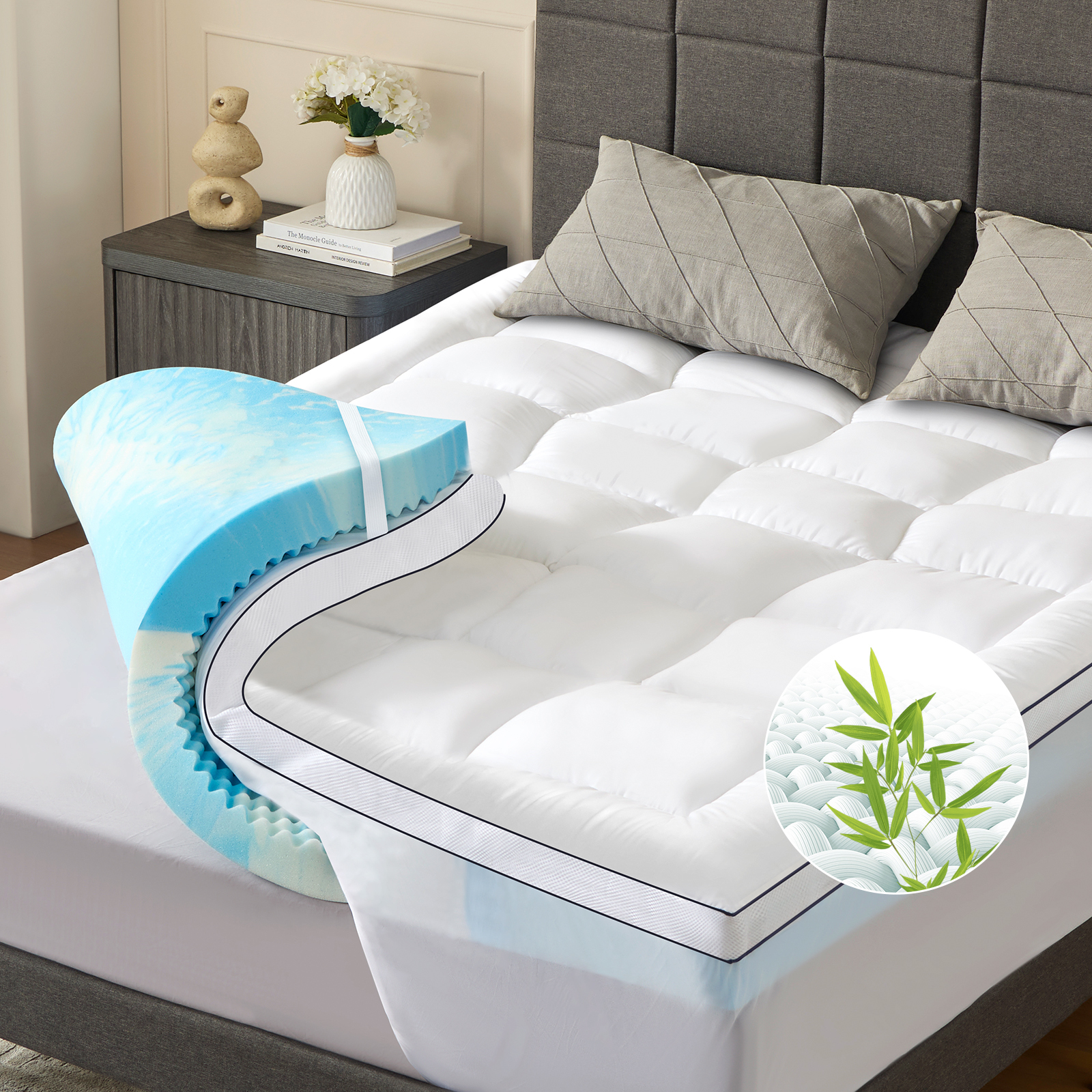 Niceluck Niceplus Topper Matratzentopper 180x200cm 7 Cm Hoch Topper Für Boxspringbett Ergonomisch Atmungsaktiv Waschbar Bezug