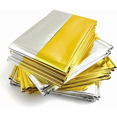 10-teiliges Überlebensdecken-set, 210 Cm X 160 Cm Große Silber-goldene Überlebensdecke, Thermo-erste-hilfe-set Für Camping, Biwakieren Und Survivalismus
