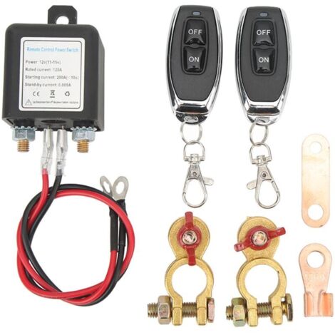 Pair Fern-batterietrennschalter, Dc 12 V Auto-trennschalter, Diebstahlschutz, Haupt-notausschalter Mit Ferngesteuertem Kupferanschluss Für Auto (12 V 120 A)