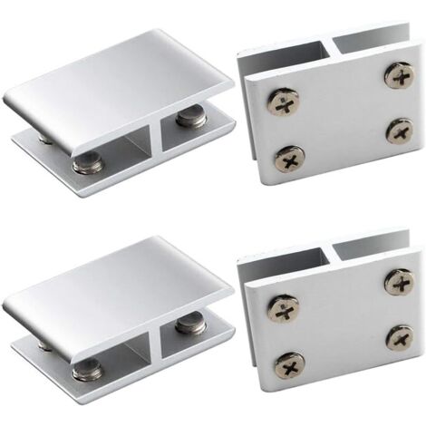 Pa Set Mit 4 Glasklemmen, Glasklemmen Aus Aluminiumlegierung Zur Befestigung Von Glas Auf Beiden Seiten Von Duschtischplatten, Glasklemme, Verstellbar Von 10 Bis 12 Mm Dicke, 180 Grad
