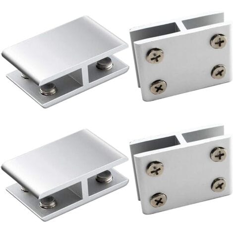 Pa Set Mit 4 Glasklemmen, Glasklemmen Aus Aluminiumlegierung Zur Befestigung Von Glas Auf Beiden Seiten Von Duschtischplatten, Glasklemme, Verstellbar Von 10 Bis 12 Mm Dicke, 180 Grad