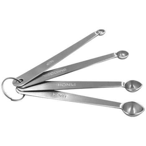 Pa Messlöffel-set – 4-teiliges Edelstahl-mini-löffel-set, Löffel-set, Kochlöffel-werkzeug, Flüssiger Trockenlöffel, Messlöffel-set, Heim- Und Küchenzubehör