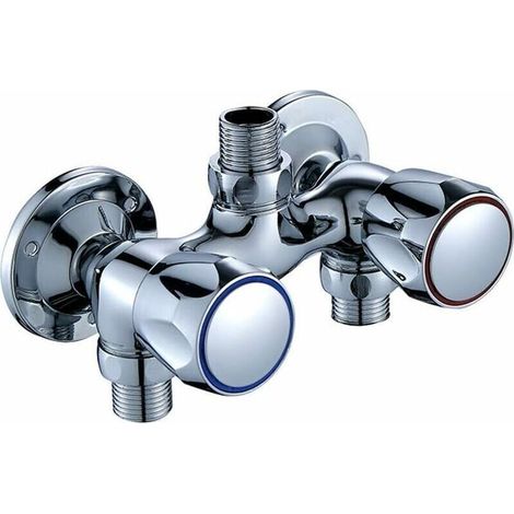 Pair Moderner Messing-badezimmer-duschhahn, Kalt- Und Warmwasser, Wandmontage, Mischbatterie Mit Steuerschalter, Chrom