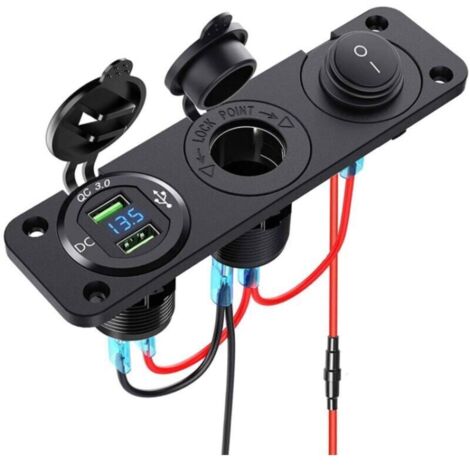 Pair 12 V-24 V Dual Qc3.0 Auto-zigarettenanzünder-splitter Mit Led-anzeige, Voltmeter + Usb-buchse + Wasserdichter Schalter Für Auto, Boot, Motorrad, Lkw