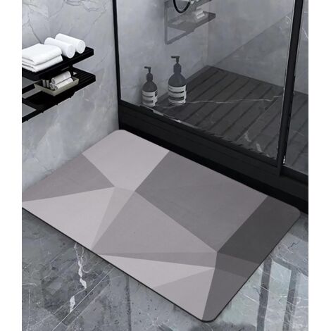 Pa 40 X 60 Cm Rutschfeste Badematte, Saugfähige Diatomit-badematte, Mikrofaser-badezimmerteppich, Schnell Rutschfester Teppich, Weich Trocknende Duschmatte, Grau